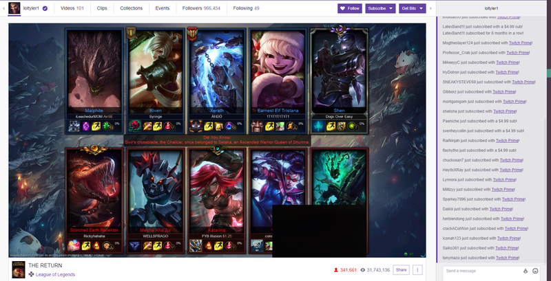 Illustration for article titled Tyler1 Takes Over Twitch In His Return To League of Legends